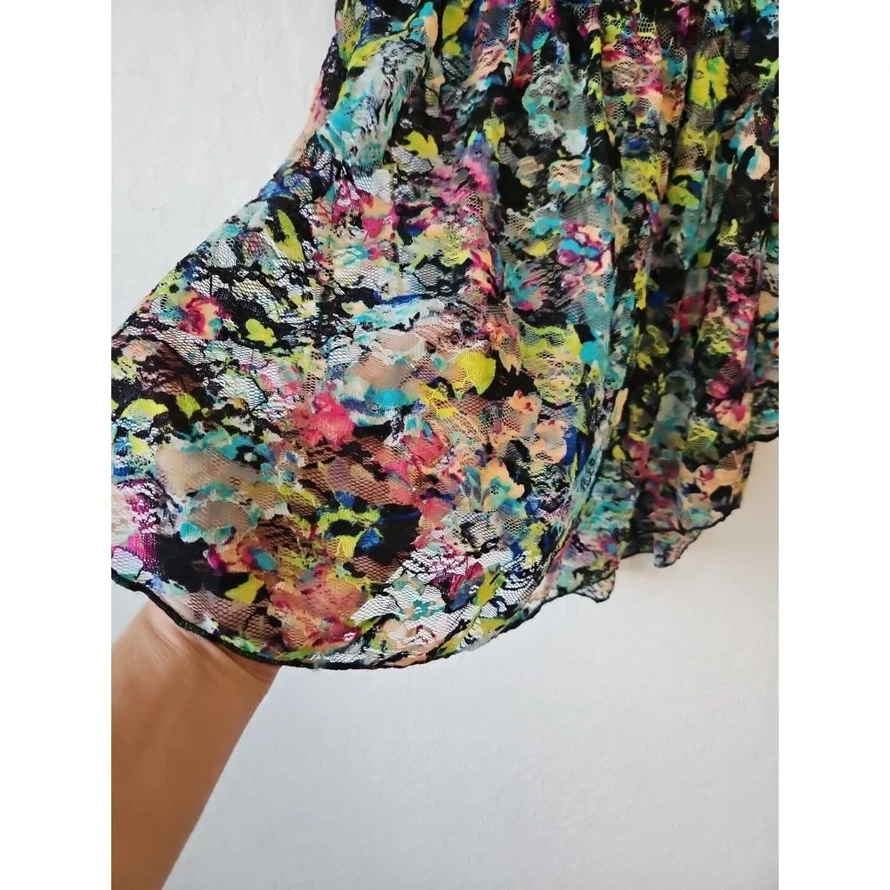 Almost Famous Sz Small Y2k Babydoll Sheer Blouse Floral whimsigoth fairygrunge - Picture 5 of 10